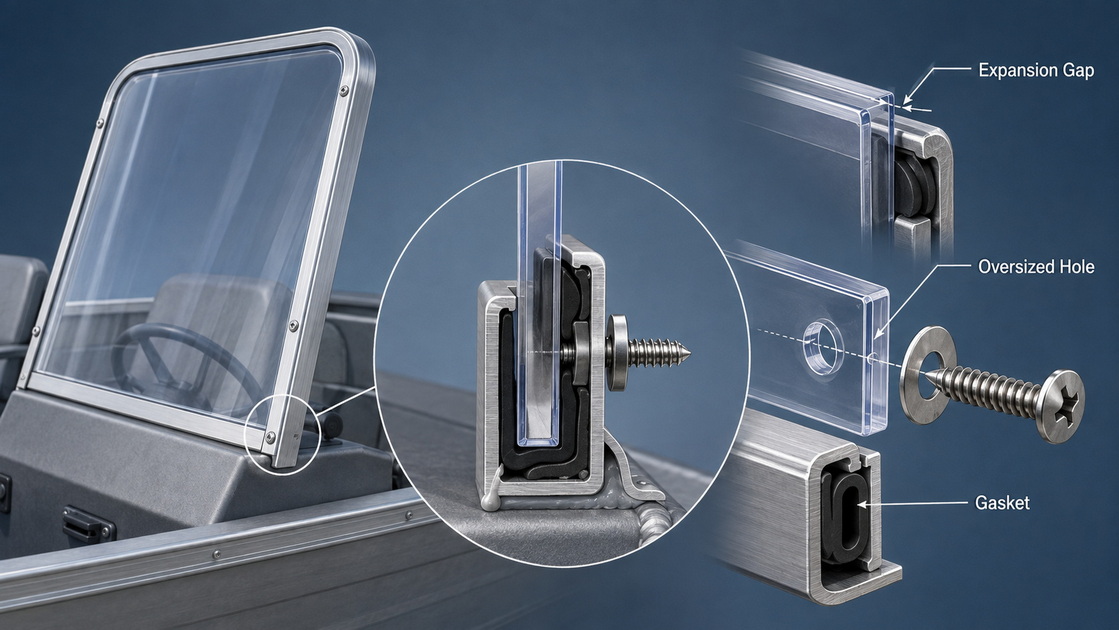 Marine Polycarbonate Windshield Installation