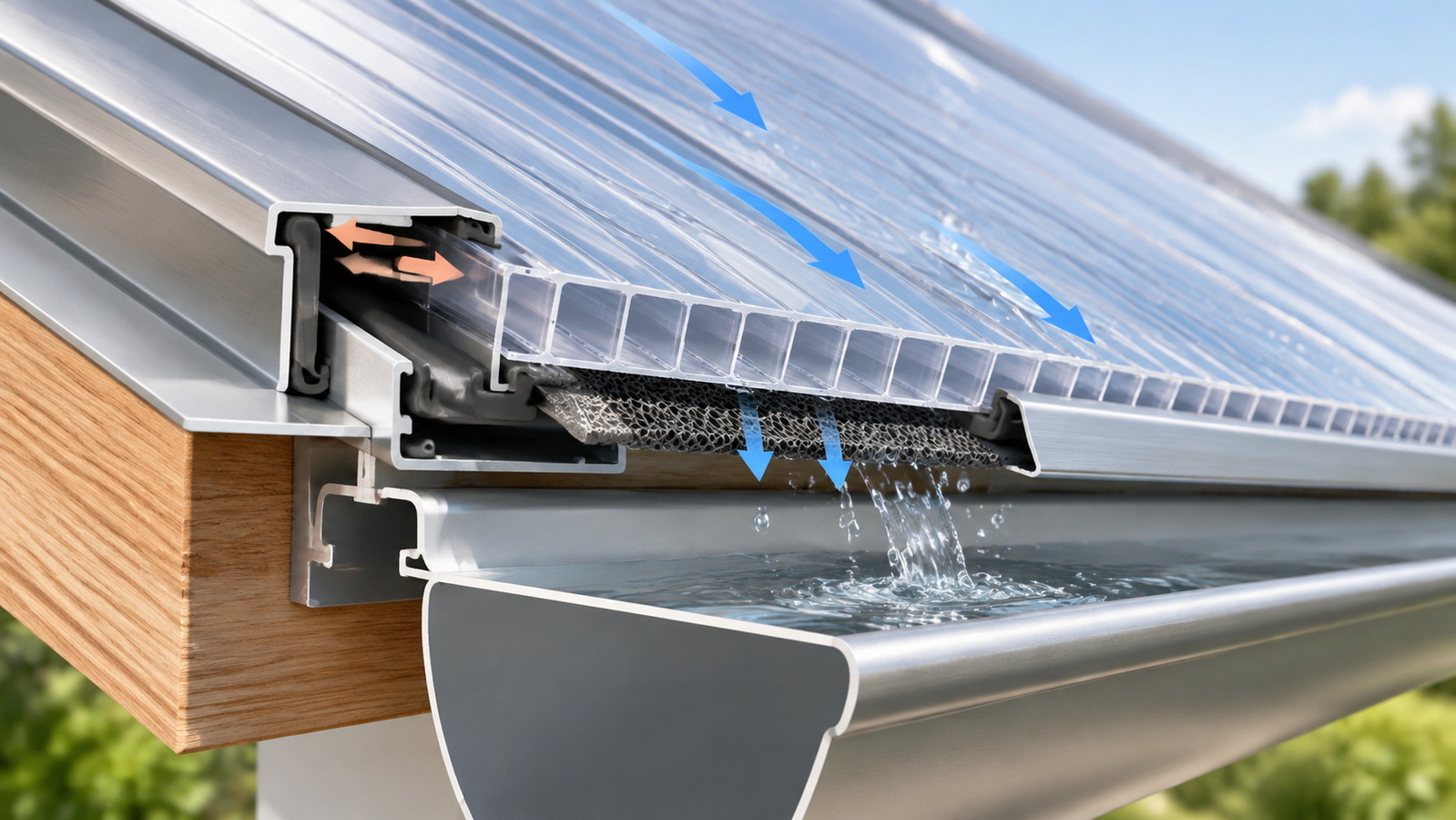 Polycarbonate Roofing Drainage And Expansion Details