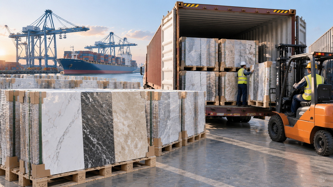 PVC UV Marble Sheet Container Loading
