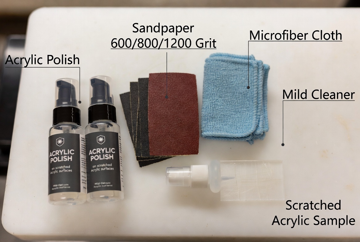 Acrylic Scratch Removal Tool Kit Flat Lay