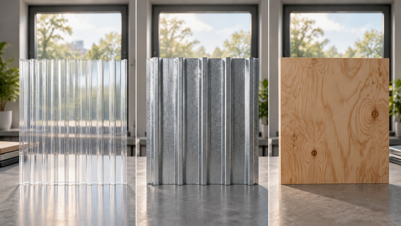 Polycarbonate Metal And Plywood Storm Panel Comparison