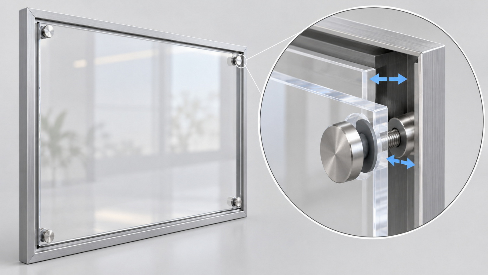 Acrylic Panel Mounting With Expansion Clearance