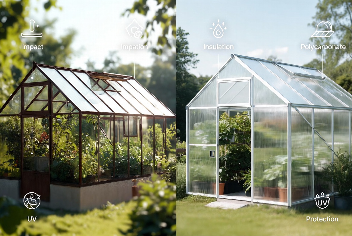 Comparison Glass And Polycarbonate Greenhouse Exterior