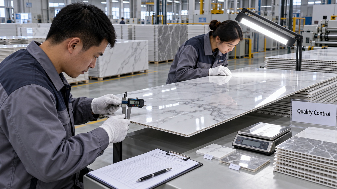 PVC UV Marble Sheet Quality Inspection